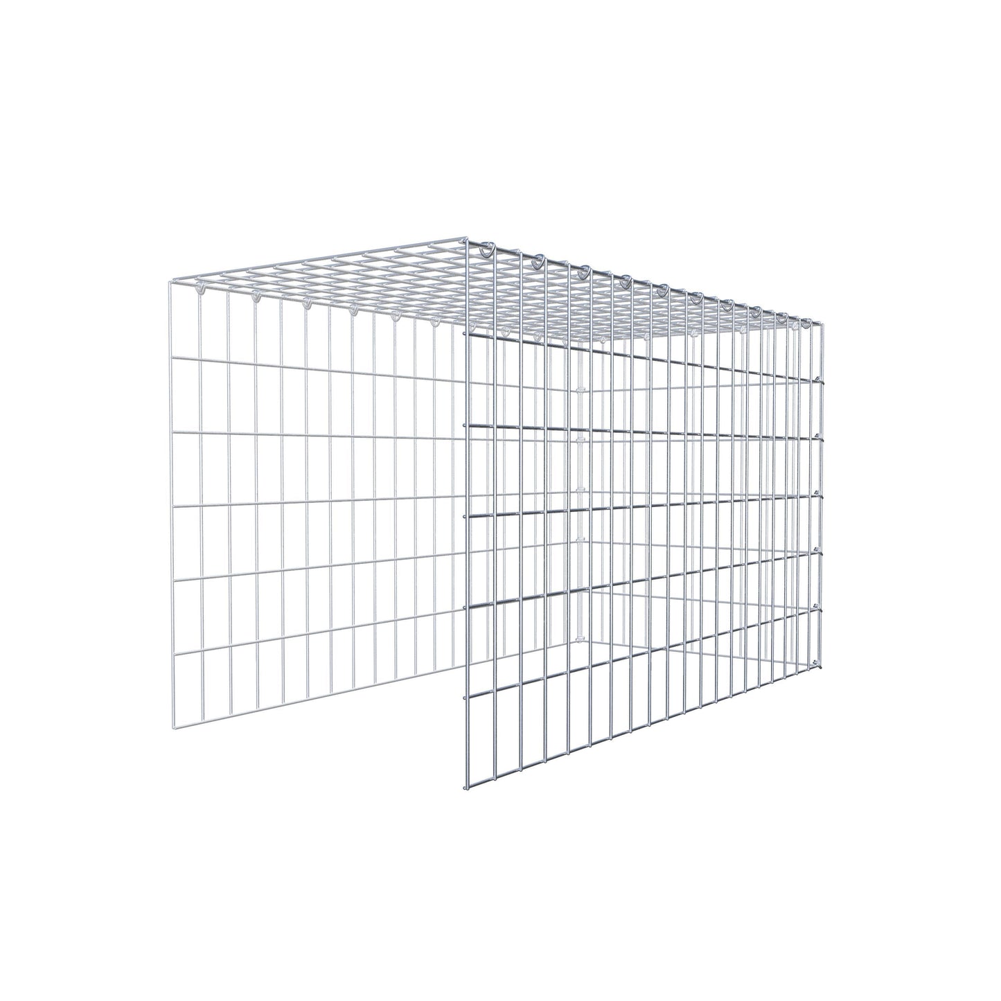 Monteret gabion type 4 100 cm x 60 cm x 50 cm (L x H x D), maskestørrelse 5 cm x 10 cm, C-ring