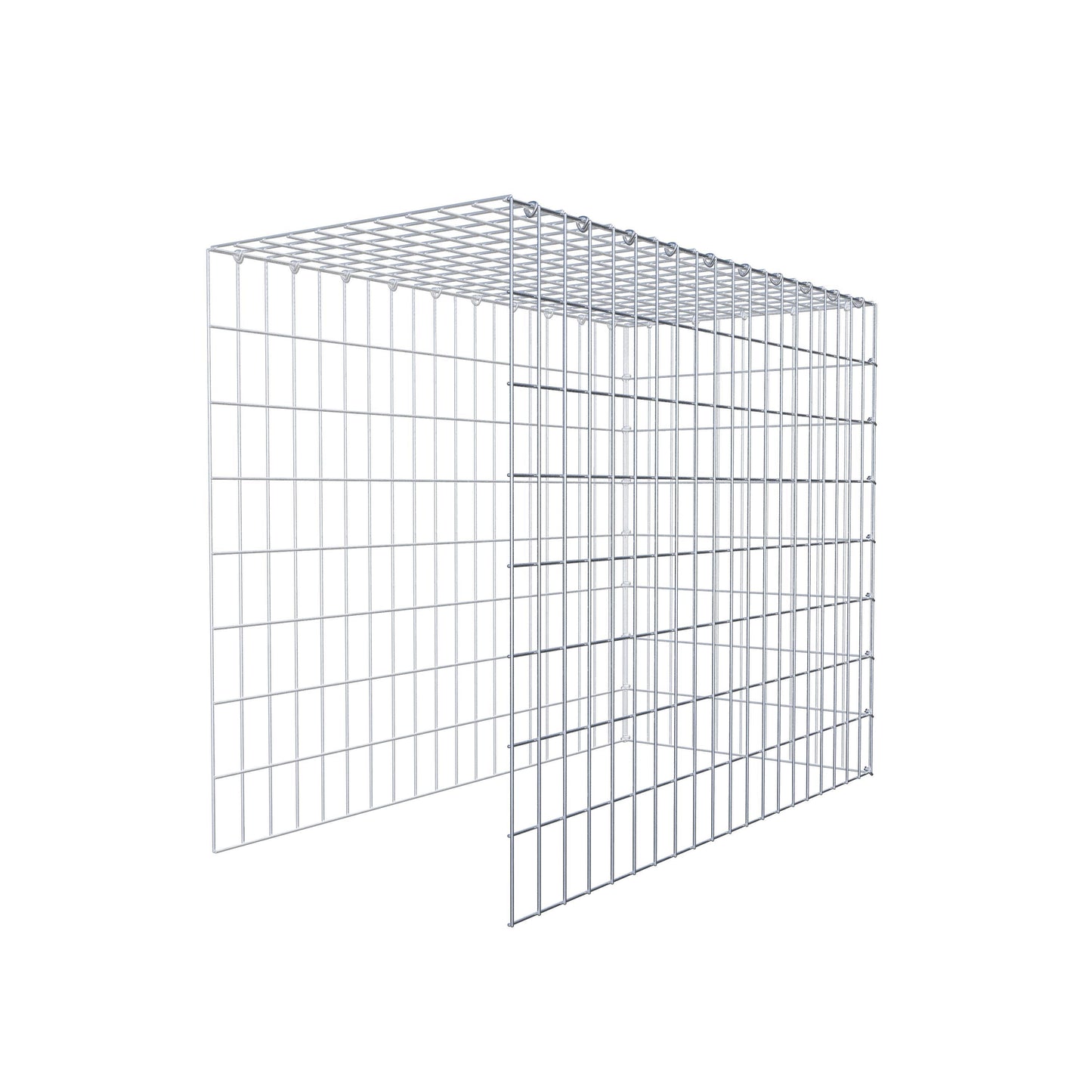 Monteret gabion type 4 100 cm x 80 cm x 50 cm (L x H x D), maskestørrelse 5 cm x 10 cm, C-ring