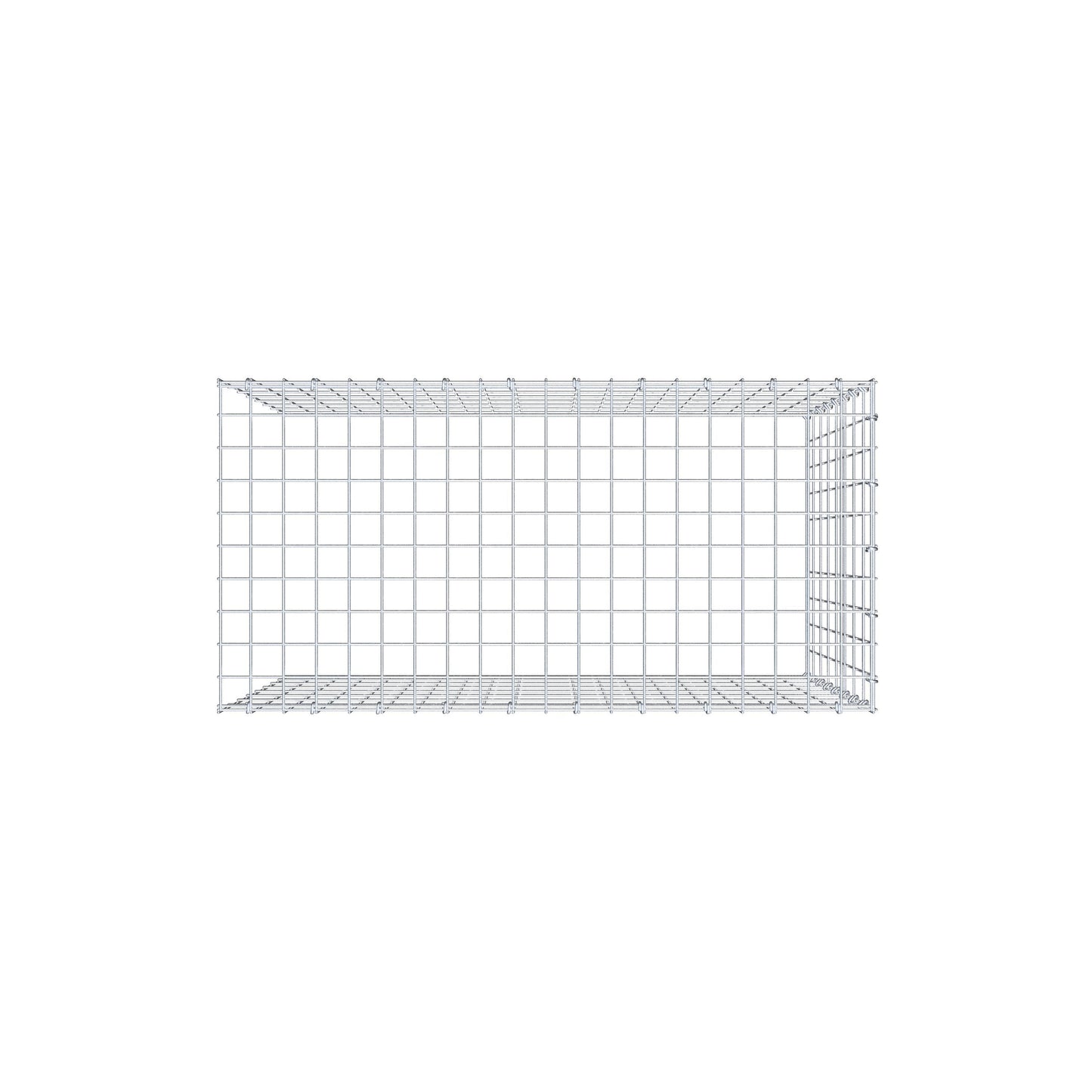 Monteret gabion type 4 100 cm x 80 cm x 50 cm (L x H x D), maskestørrelse 5 cm x 10 cm, C-ring