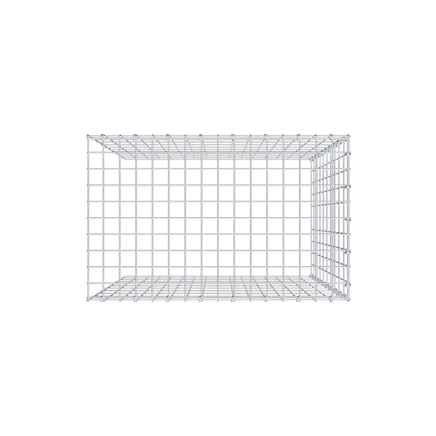 Monteret gabion type 4 100 cm x 80 cm x 50 cm (L x H x D), maskestørrelse 5 cm x 10 cm, C-ring