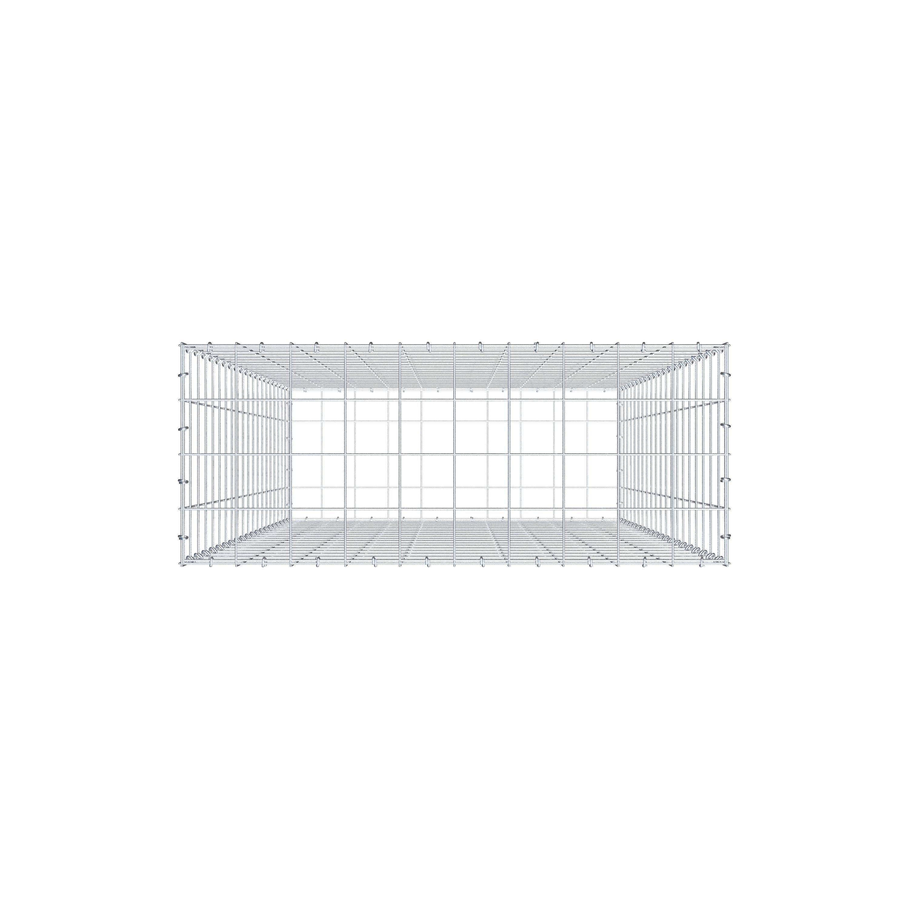 Schanskorf 200 cm x 100 cm x 40 cm (L x H x D), maaswijdte 10 cm x 10 cm, C-ring