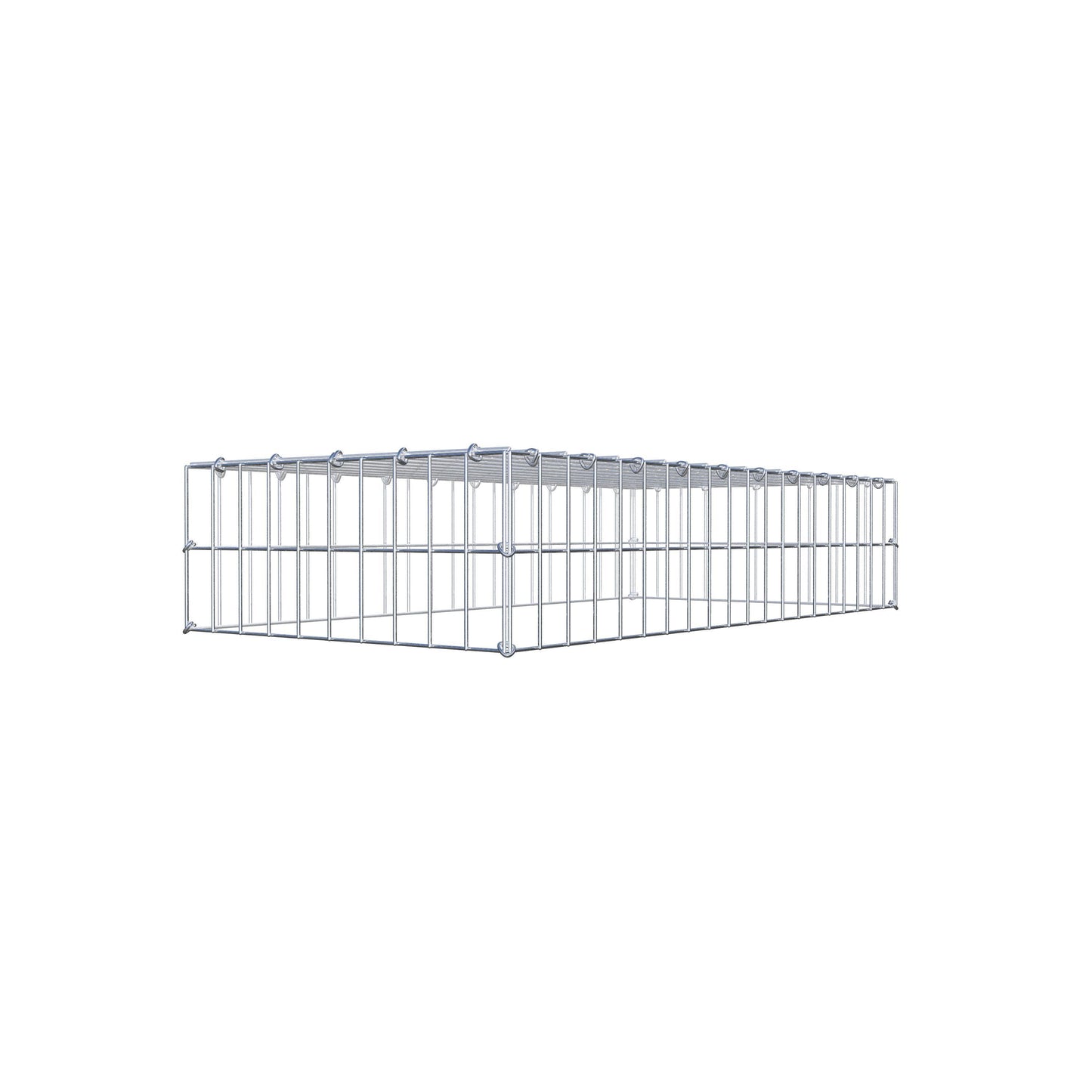 Typ 3 påbyggnadsgabion 100 cm x 20 cm x 50 cm (L x H x D), maskstorlek 5 cm x 10 cm, C-ring