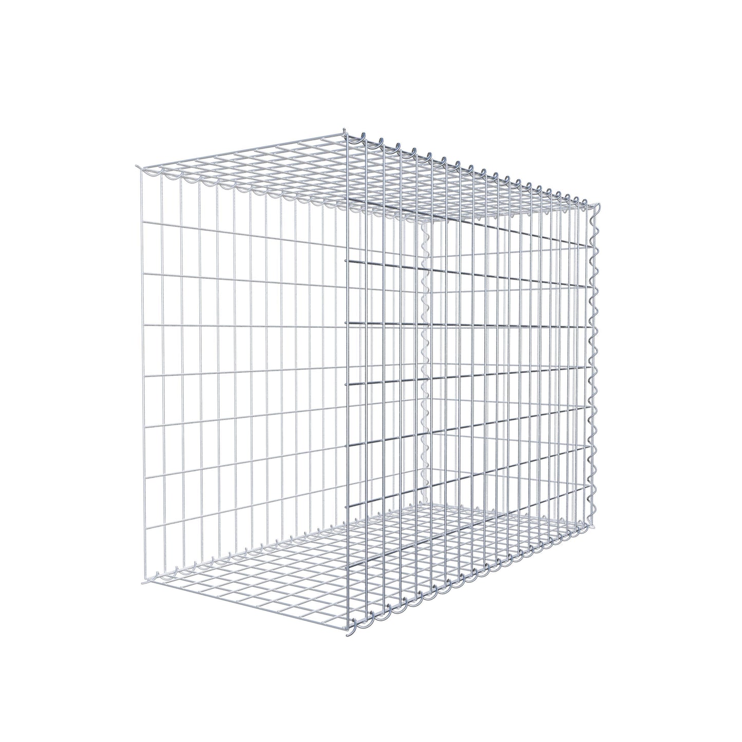 Opbouw schanskorf type 2 100 cm x 80 cm x 50 cm (L x H x D), maaswijdte 5 cm x 10 cm, spiraalvormig