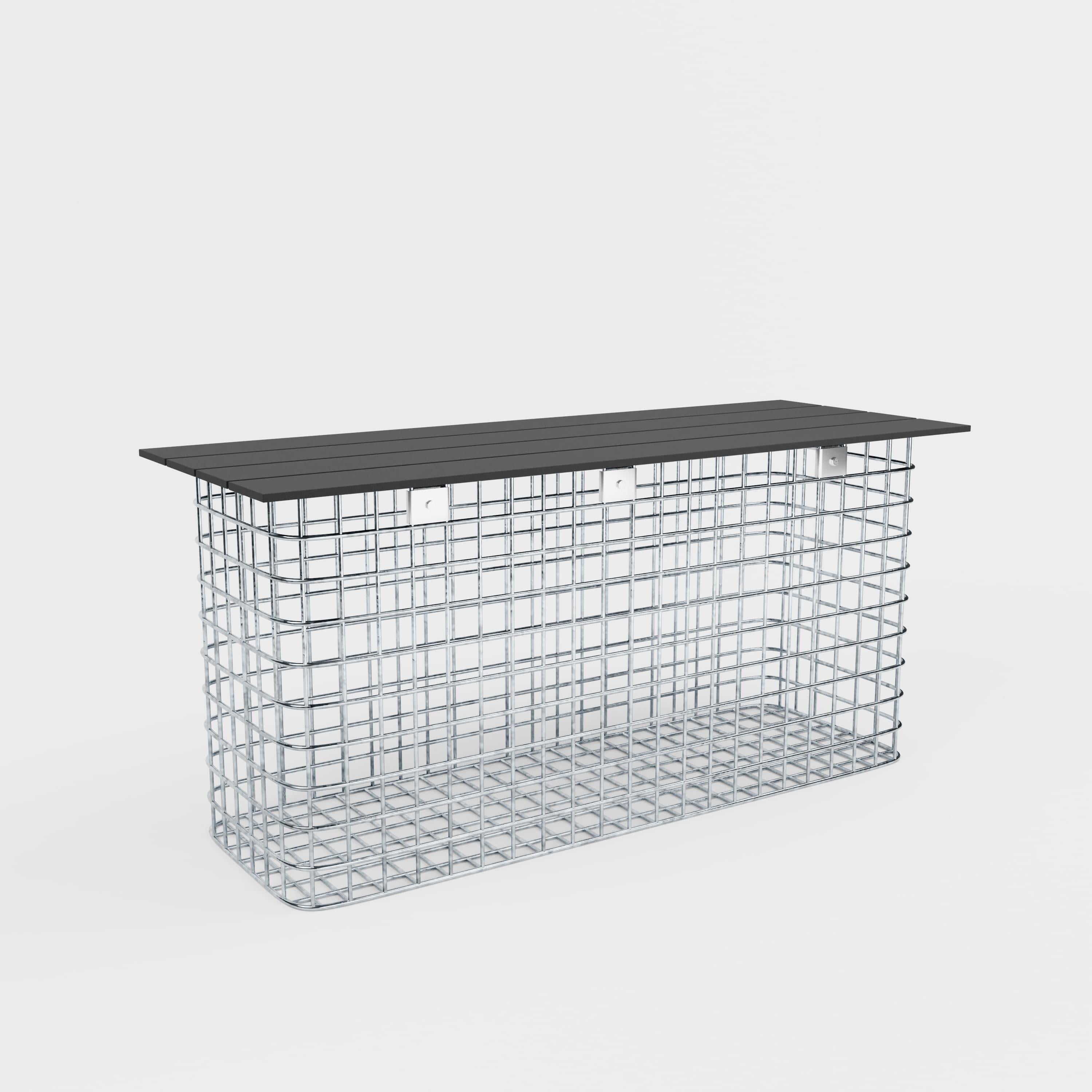 Banco de jardim 102 x 50 x 32 cm MW 5 x 10 cm galvanizado a quente, com capa reciclada em antracite