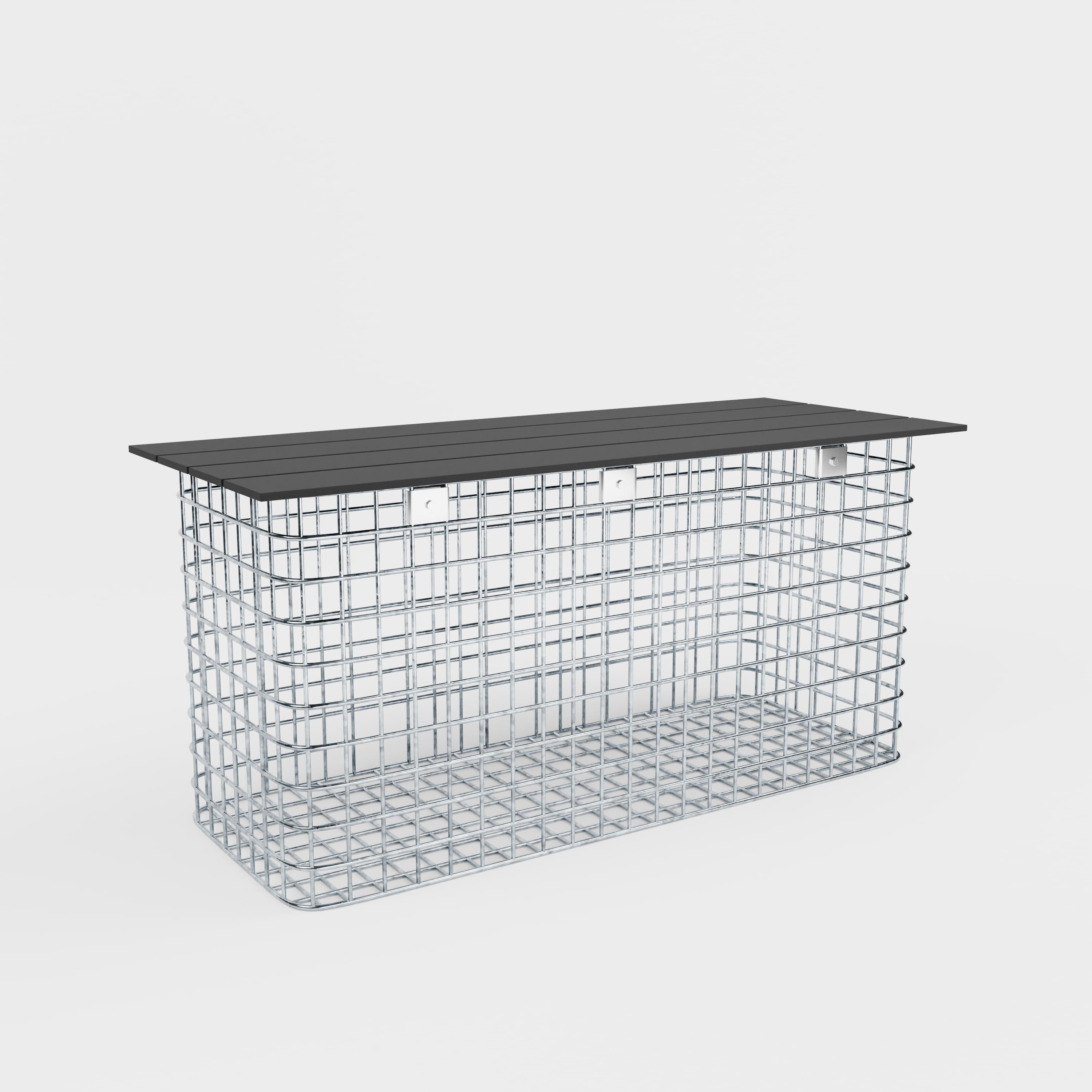 Banco de jardim 102 x 50 x 32 cm MW 5 x 10 cm galvanizado a quente, com capa reciclada em antracite