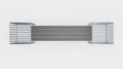 Gabionbänk med 2 spiralgabioner, 205 cm långa x 60 cm höga x 40 cm djupa, galvaniserade, MW 5 x 5 cm, med återvunnen topp i antracit