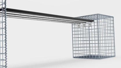 Gabionbänk med 2 spiralgabioner, 205 cm långa x 60 cm höga x 40 cm djupa, galvaniserade, MW 5 x 5 cm, med återvunnen topp i antracit