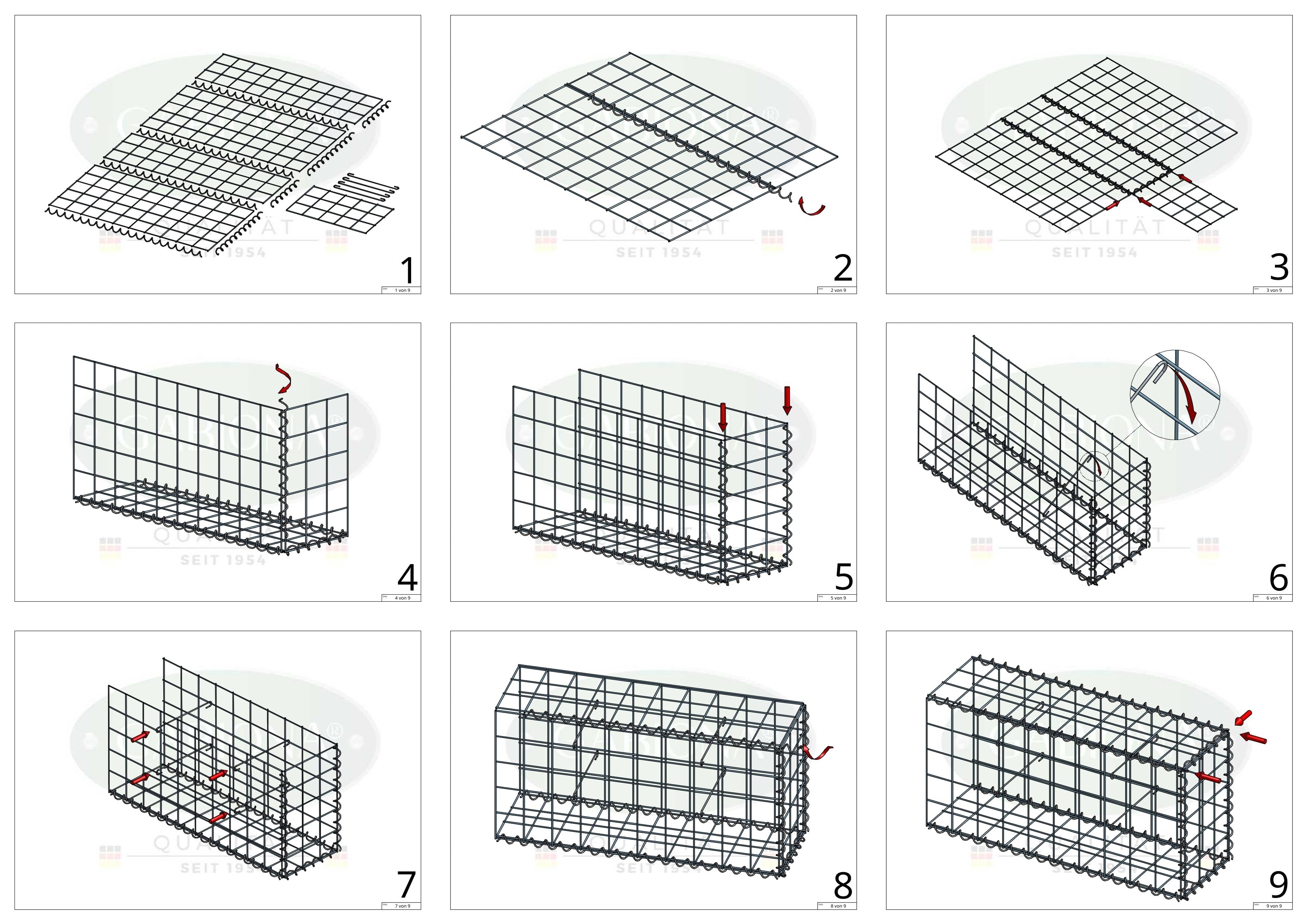 Add-on schanskorf type 2 100 cm x 100 cm x 40 cm (L x H x D), maaswijdte 10 cm x 10 cm, spiraal