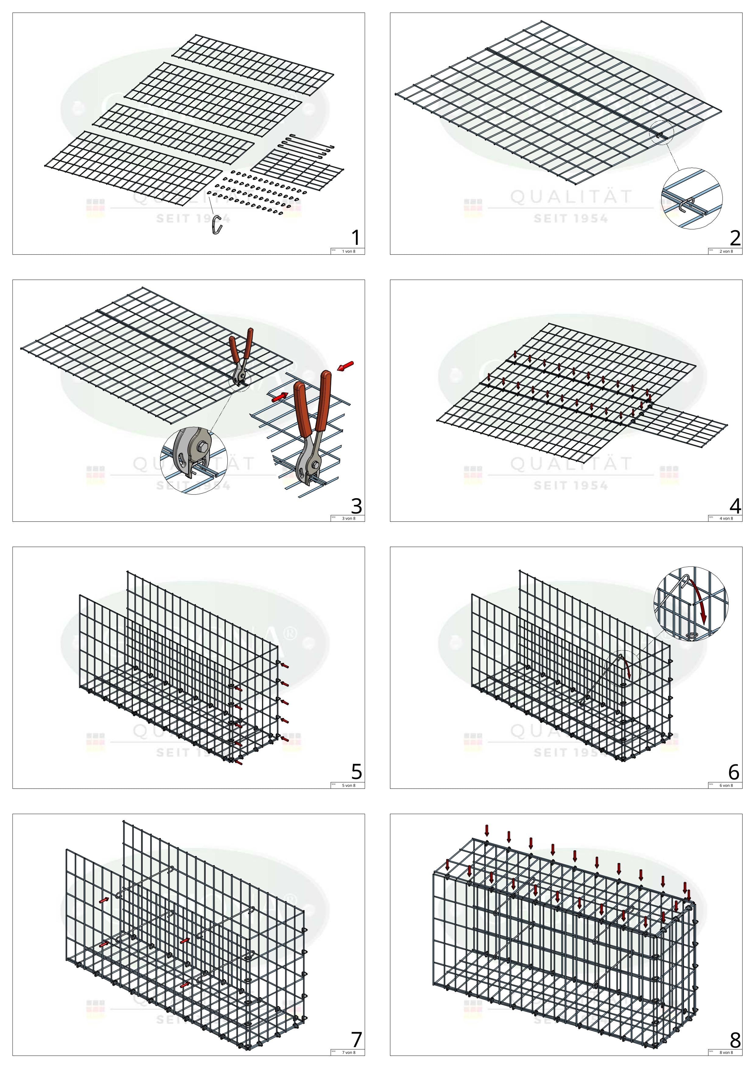 Pile aggiuntivo tipo 2 100 cm x 80 cm x 50 cm, maglia 5 cm x 10 cm, anello a C