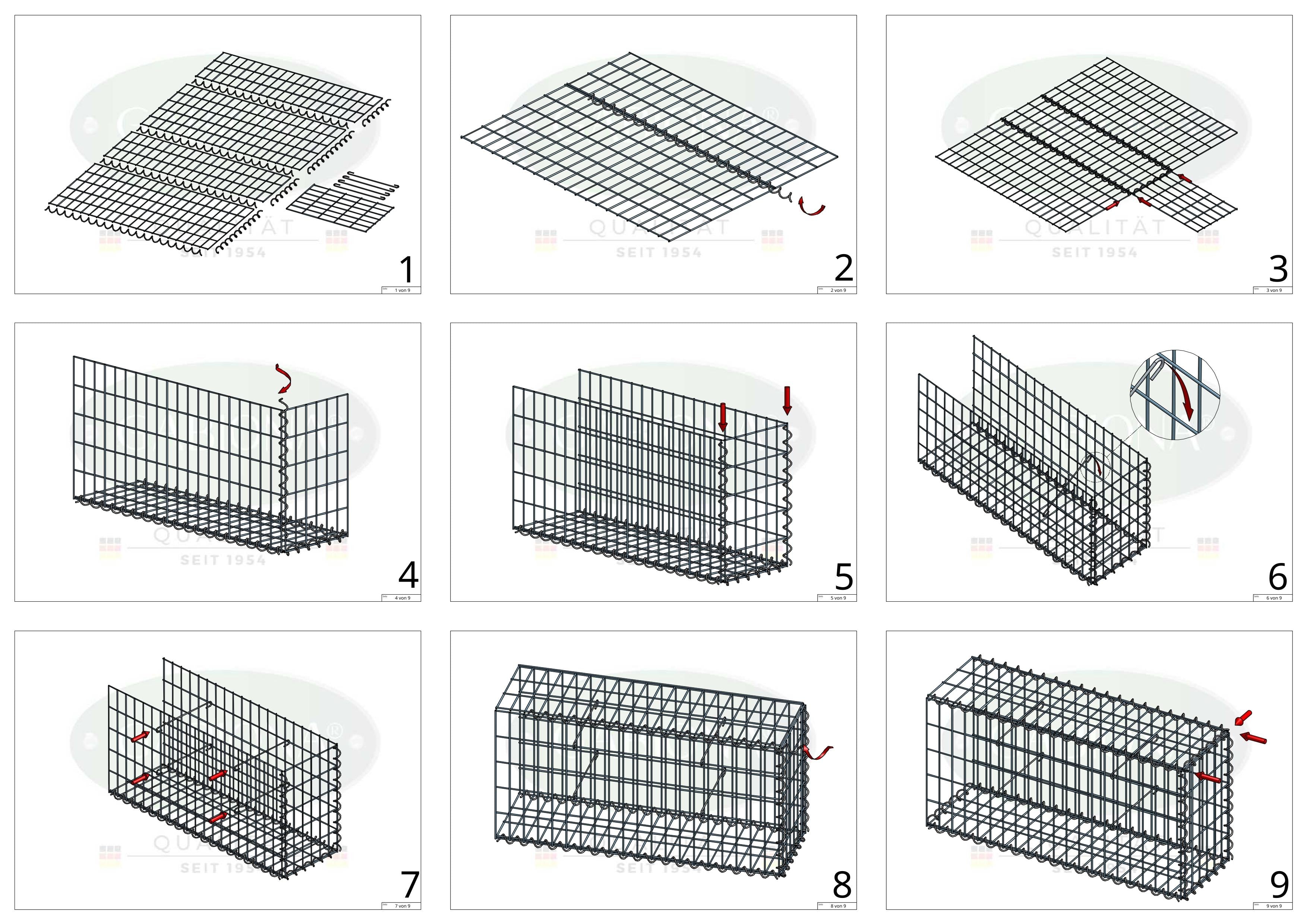 Gabião tipo 2 100 cm x 90 cm x 40 cm (C x A x P), malhagem 5 cm x 10 cm, espiral