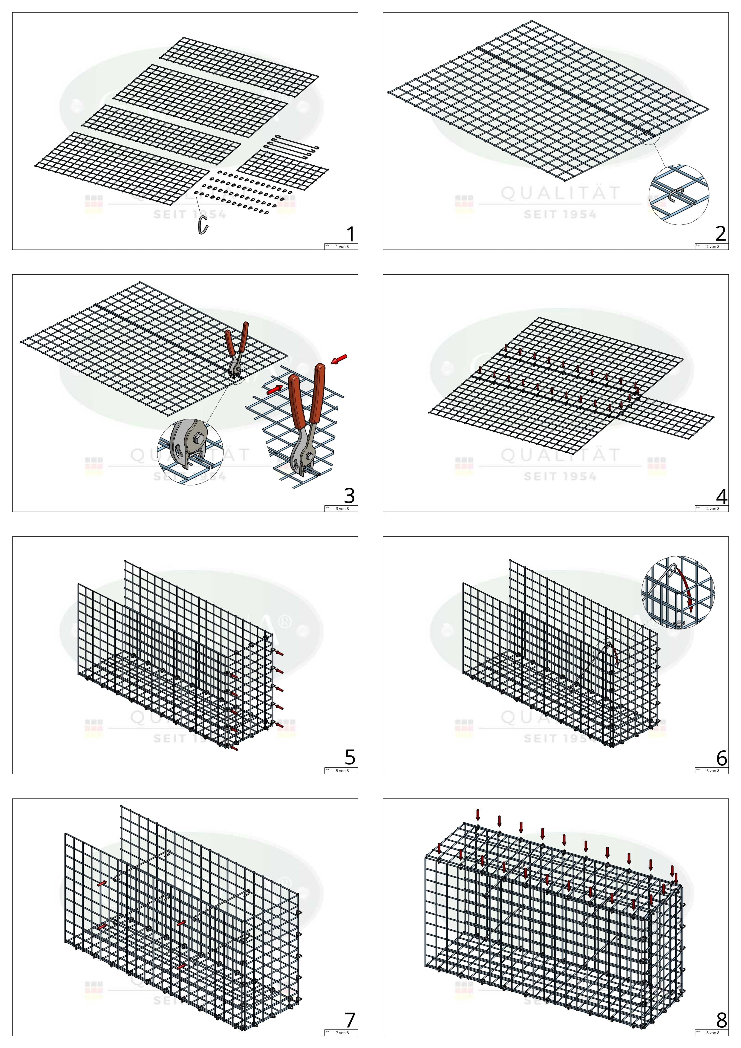 Gabião tipo 2 200 cm x 100 cm x 30 cm (C x A x P), malhagem 5 cm x 5 cm, anel C
