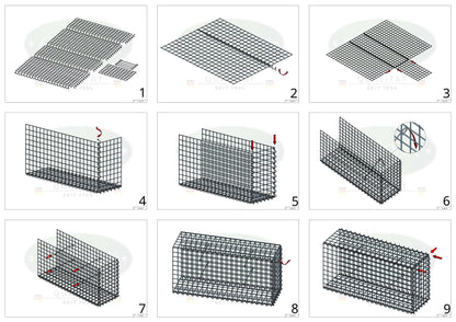 Anbaugabione Typ 2 100 cm x 50 cm x 30 cm (L x H x T), Maschenweite 5 cm x 5 cm, Spirale