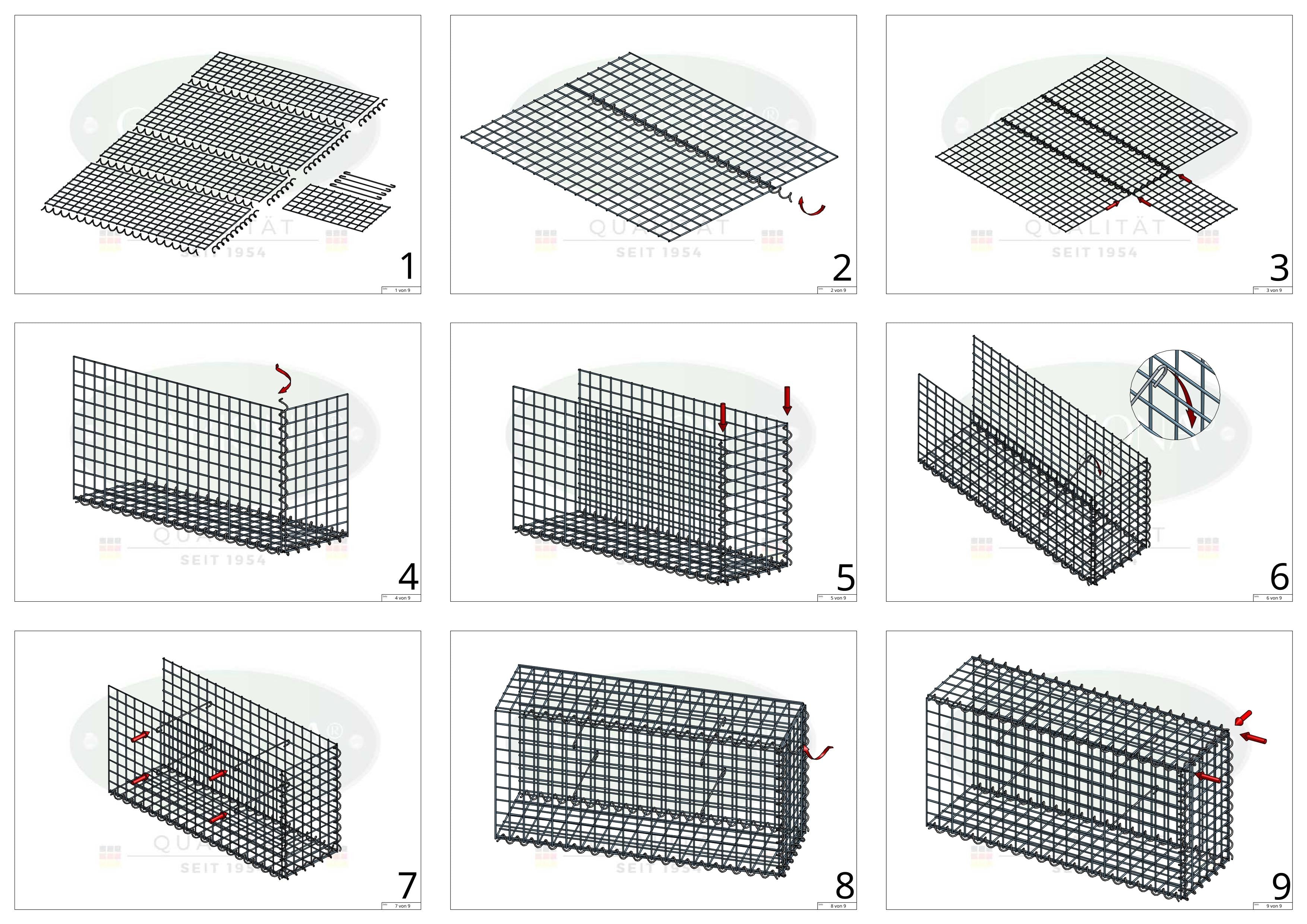 Add-on schanskorf type 2 100 cm x 100 cm x 30 cm (L x H x D), maaswijdte 5 cm x 5 cm, spiraalvormig