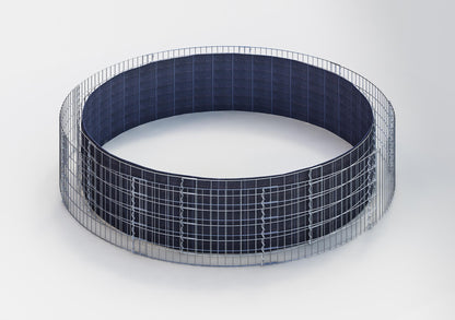 Rond verhoogd bed, buitendiameter 442 cm, hoogte 50 cm, maaswijdte 5 x 10 cm, wanddikte 15 cm