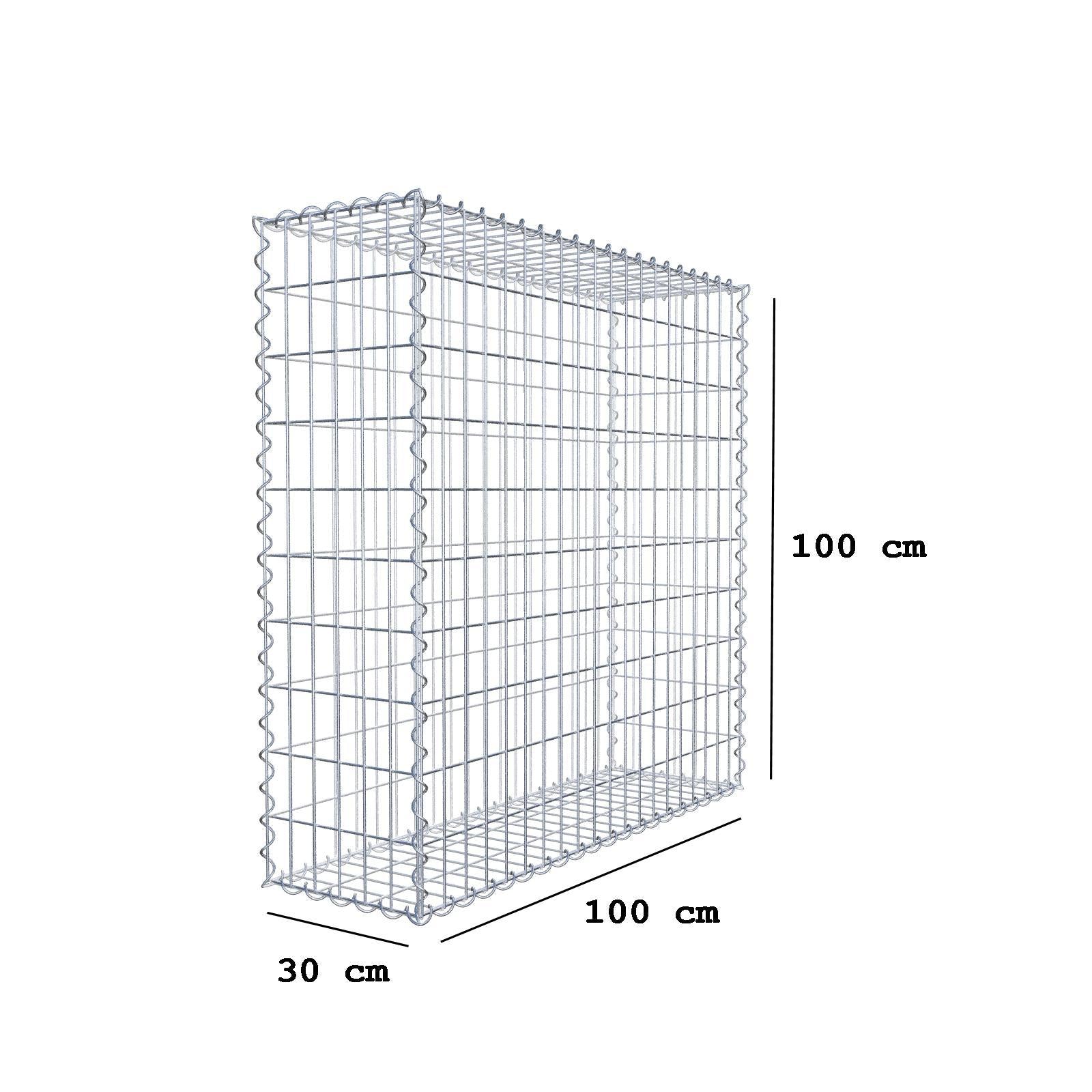 Set van 2 schanskorven 100 cm x 100 cm x 30 cm (L x H x D), maaswijdte 5 x 10 cm, spiraalvormig