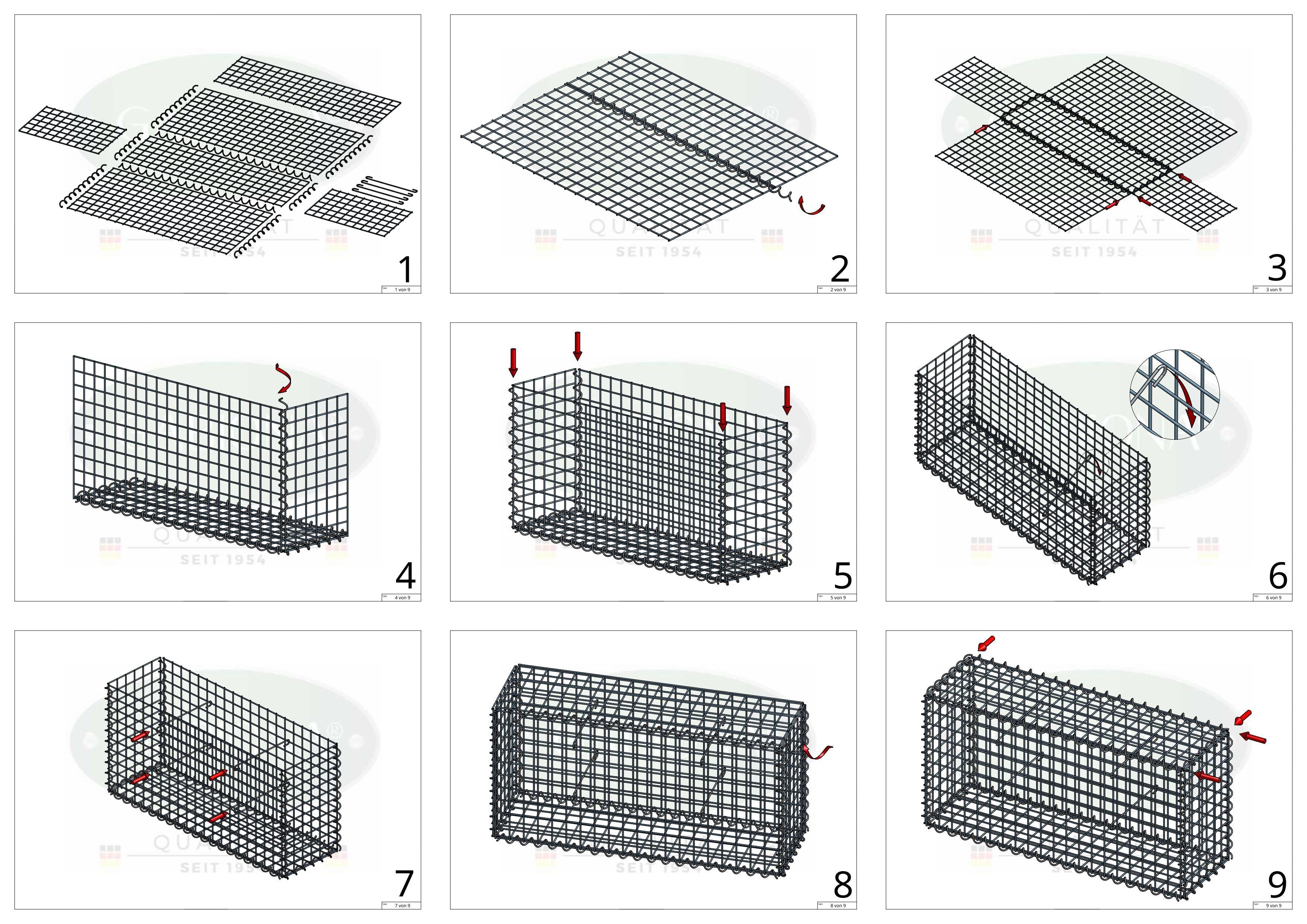 Set di 2 gabbioni 100 cm x 30 cm x 20 cm (L x H x P), maglia 5 x 5 cm, spirale