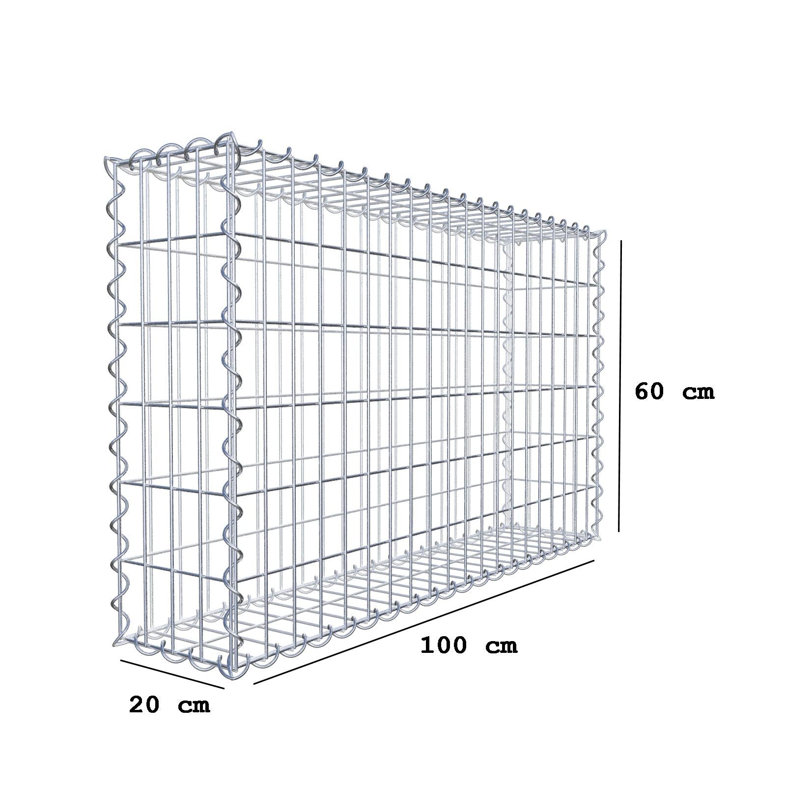 Lot de 2 gabions 100 cm x 60 cm x 20 cm (L x H x P), mailles 5 x 10 cm, spirale