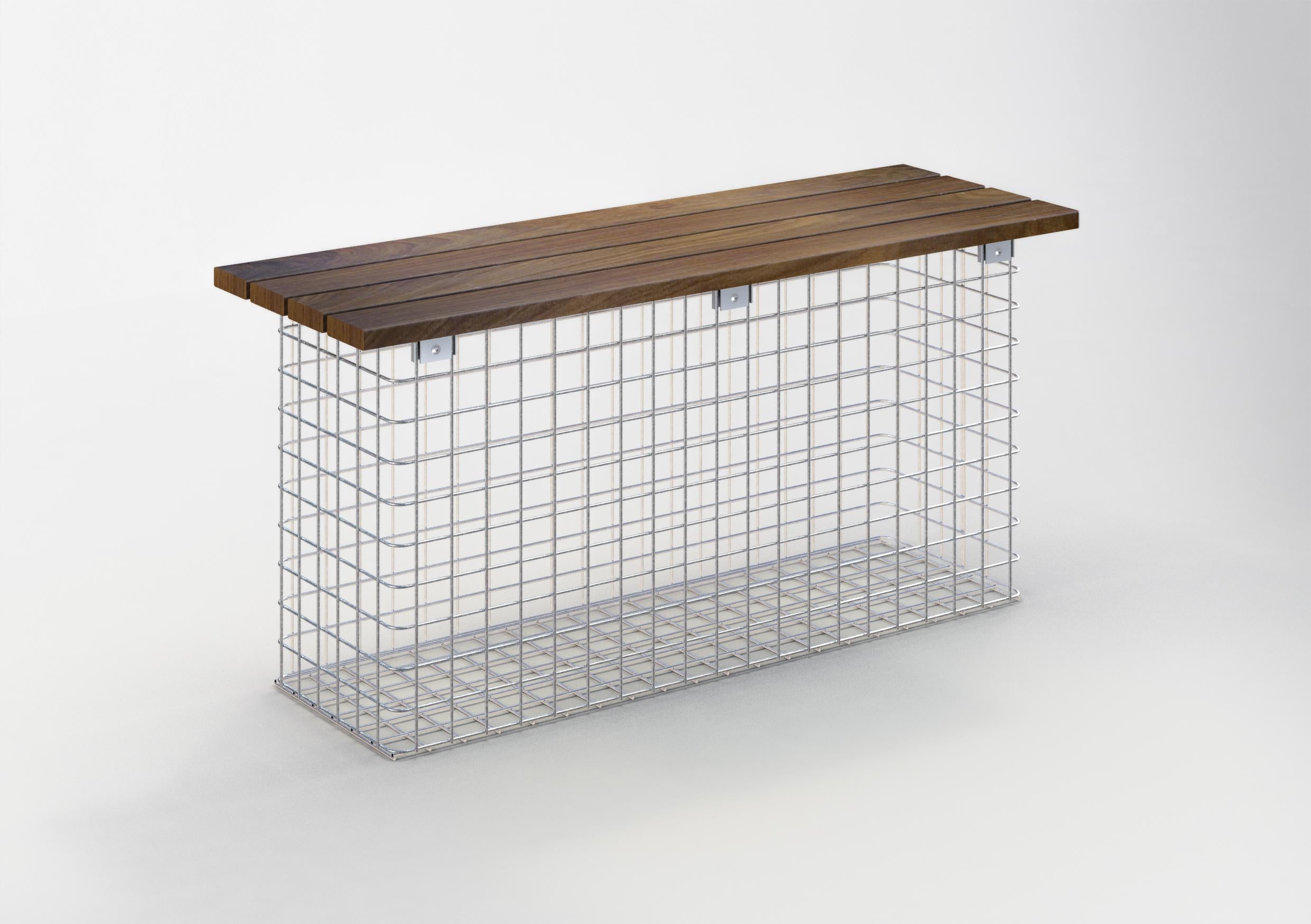 Banco de jardim Cumaru 102 x 45 x 52 cm, malha 5 x 5 cm, galvanizado a quente