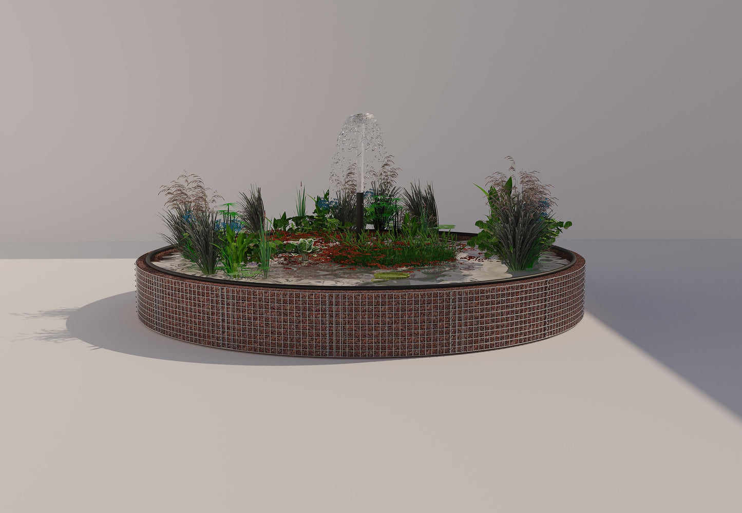 Gabionupphöjd damm, rund, ytterdiameter 442 cm, höjd 50 cm, maskstorlek 5 x 5 cm, väggtjocklek 15 cm