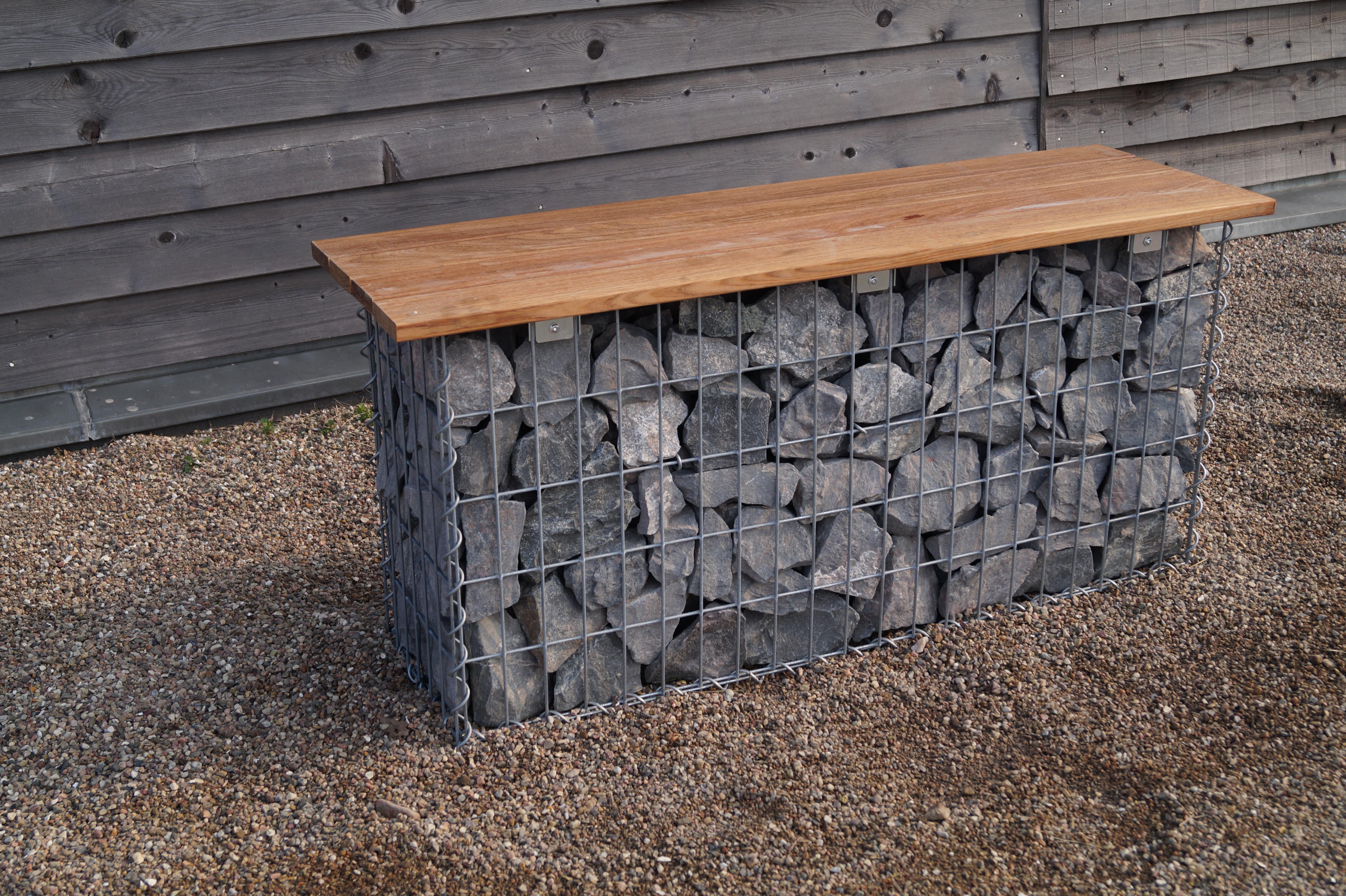 Tuinbank spiraalschanskorf 105 x 50 x 30 cm - 3 TEAK MW 5 x 10 cm