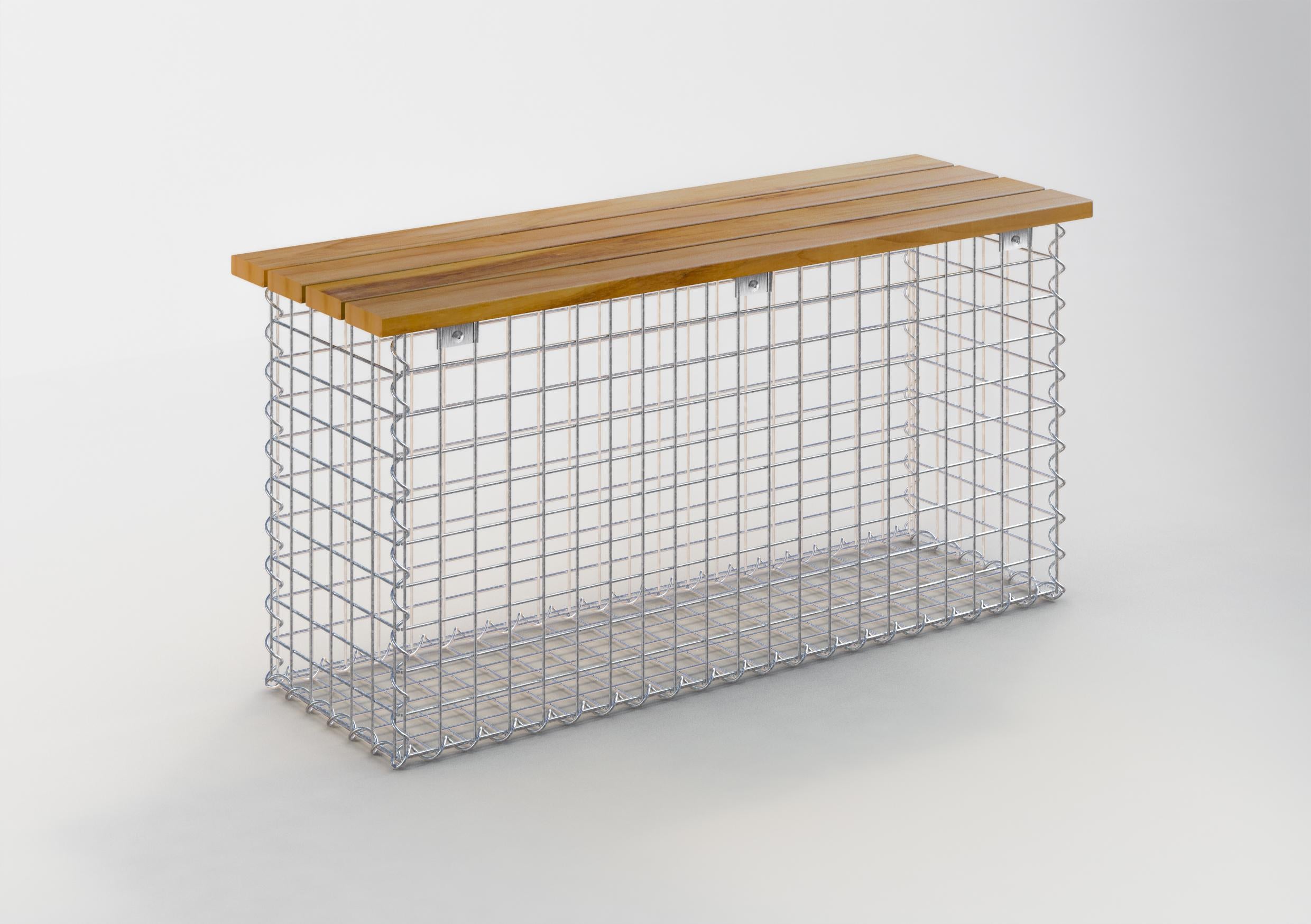 Tuinbank spiraalvormige schanskorf 105 x 50 x 30 cm -3 TEAK MW 5 x 5 cm