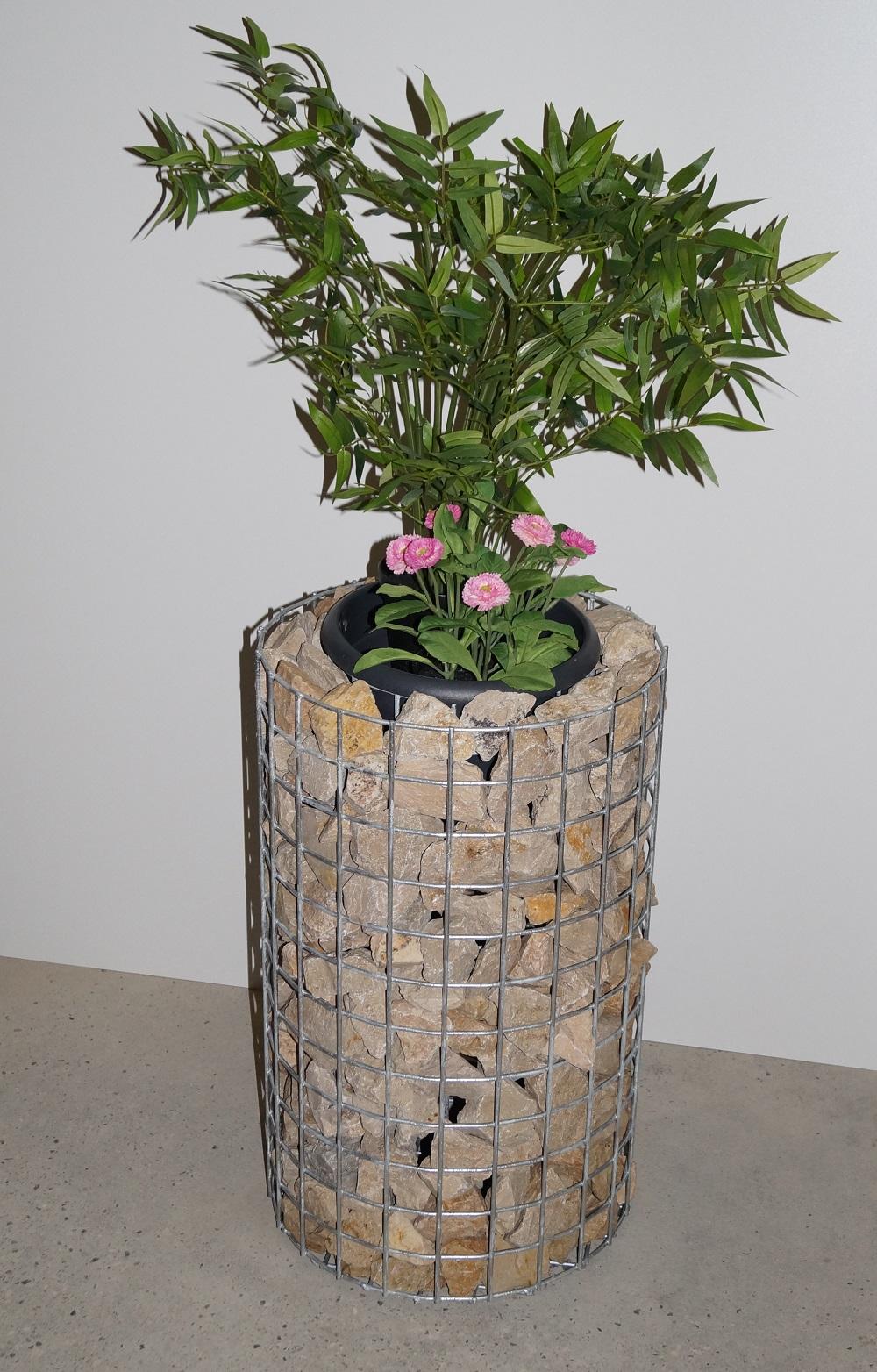 Colonna di fiori altezza 62 cm rotonda, diametro 37 cm, MW 5 x 5 cm, zincata a caldo, vaso incluso.