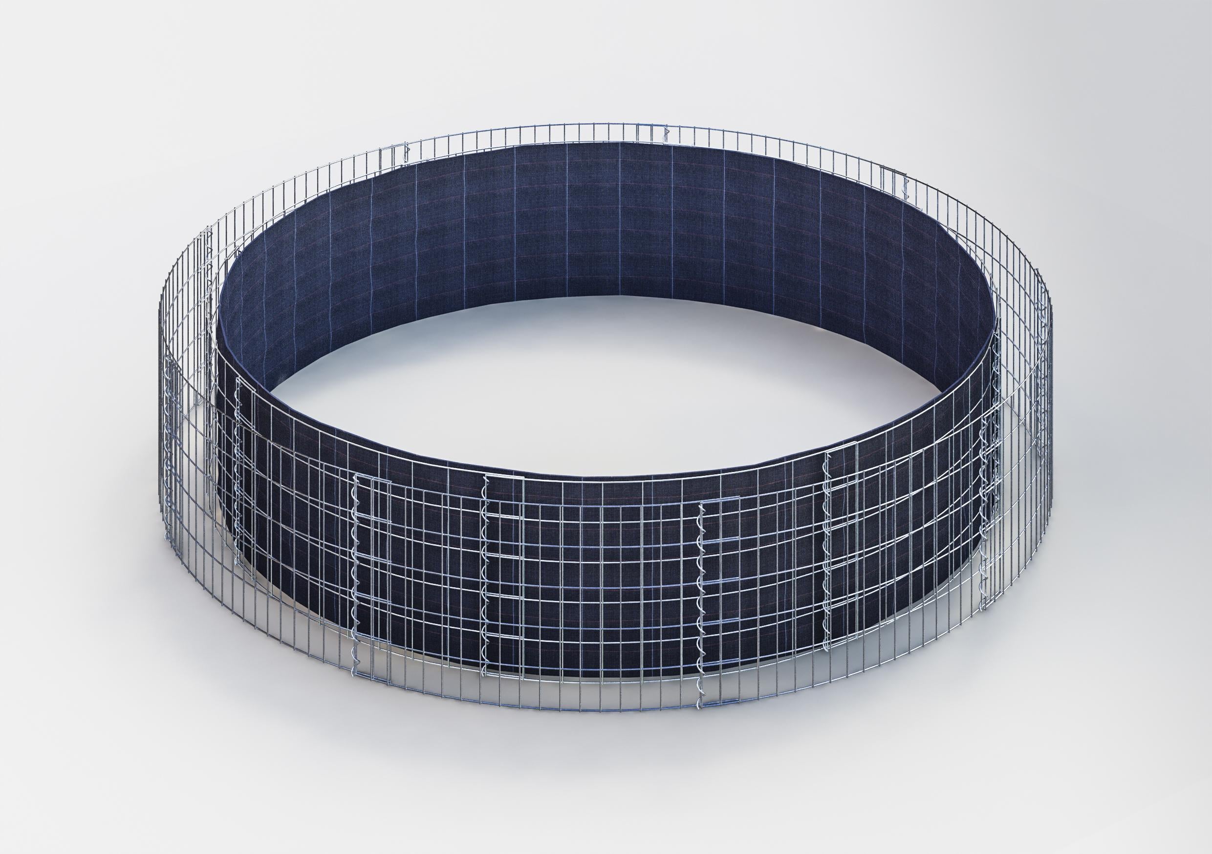 Rond verhoogd bed, buitendiameter 262 cm, hoogte 50 cm, maaswijdte 5 x 10 cm, wanddikte 15 cm