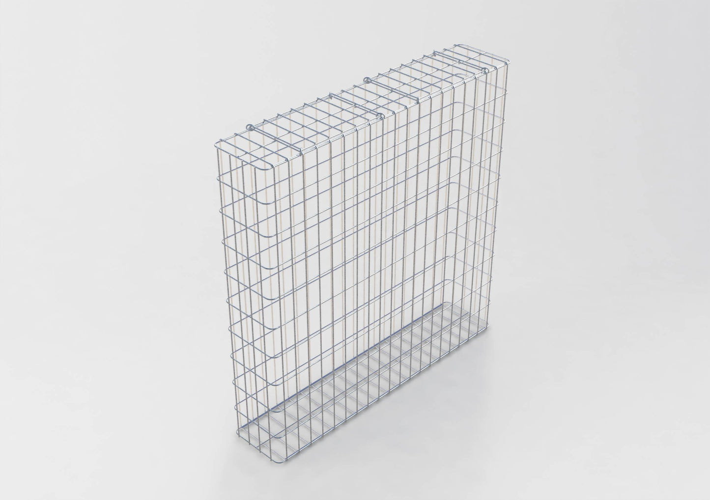 Gabião galvanizado a quente 102 cm x 102 cm x 22 cm, malhagem 5 cm x 10 cm, totalmente soldado