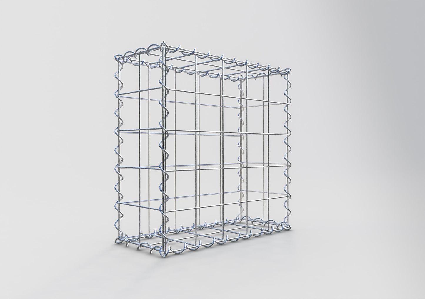 Gabião 50 cm x 50 cm x 20 cm (C x A x P), malhagem 10 cm x 10 cm, espiral