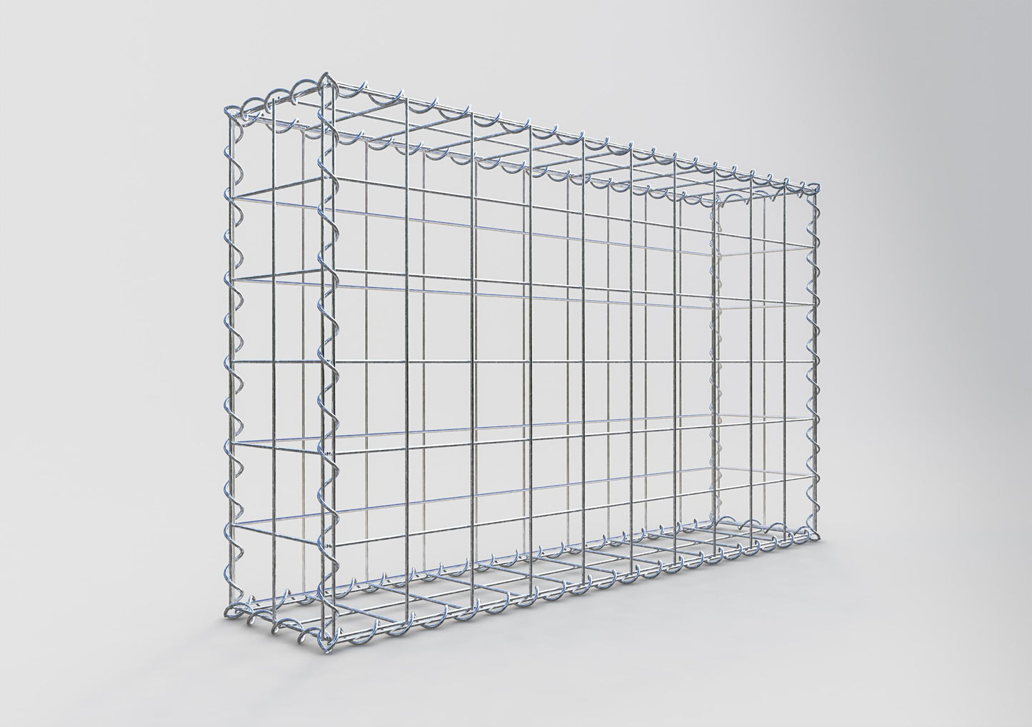 Schanskorf 100 cm x 60 cm x 20 cm (L x H x D), maaswijdte 10 cm x 10 cm, spiraalvormig