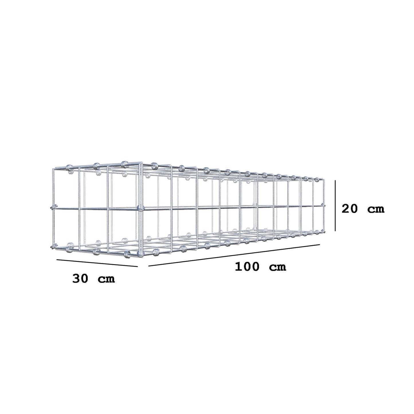 Schanskorf 100 cm x 20 cm x 30 cm (L x H x D), maaswijdte 10 x 10 cm, spiraalring