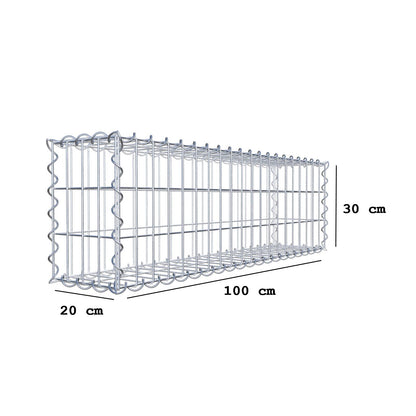 Gabione 100 cm x 30 cm x 20 cm (L x H x T), Maschenweite 5 cm x 10 cm, Spirale