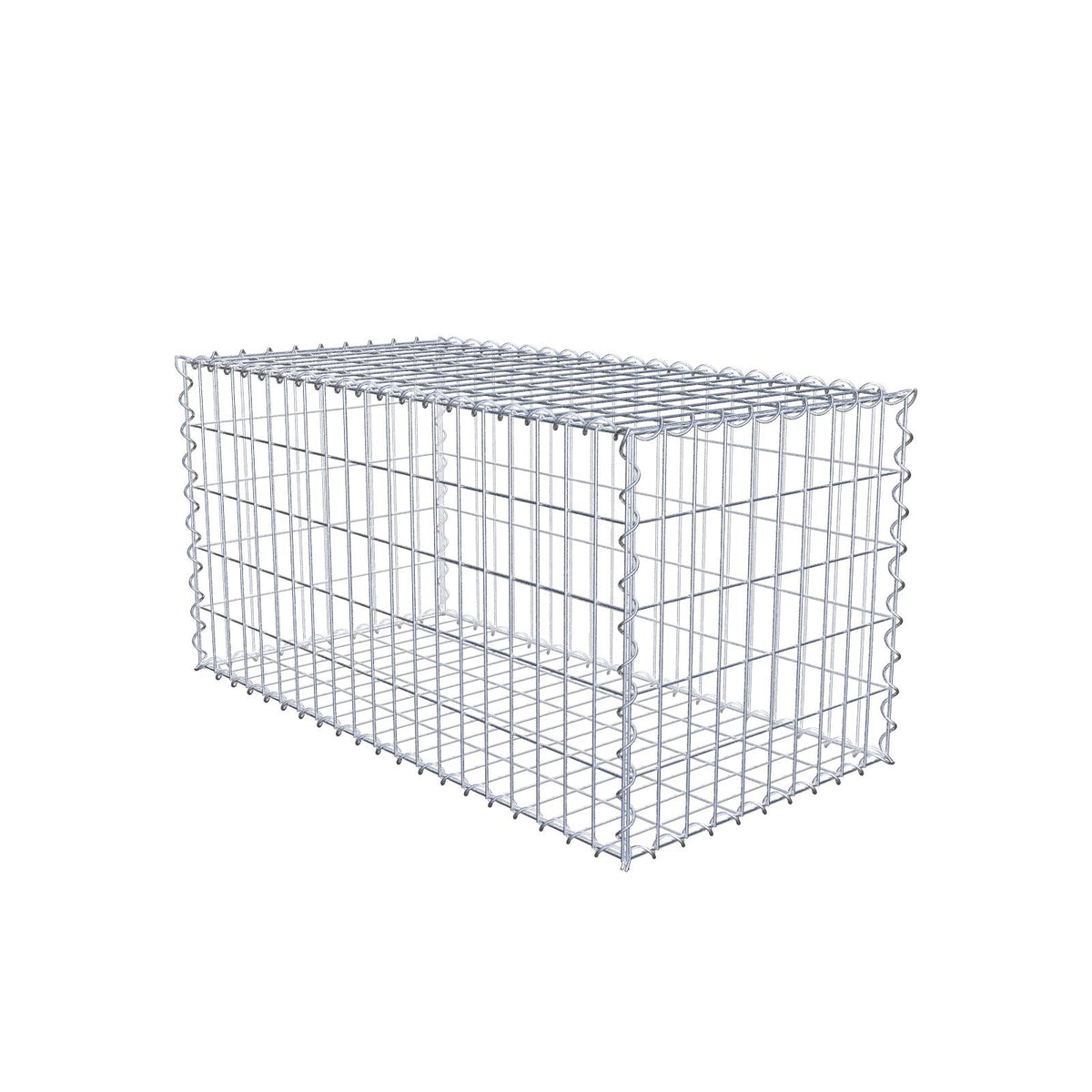 Gabião 100 cm x 50 cm x 50 cm (C x A x P), malhagem 5 cm x 10 cm, espiral