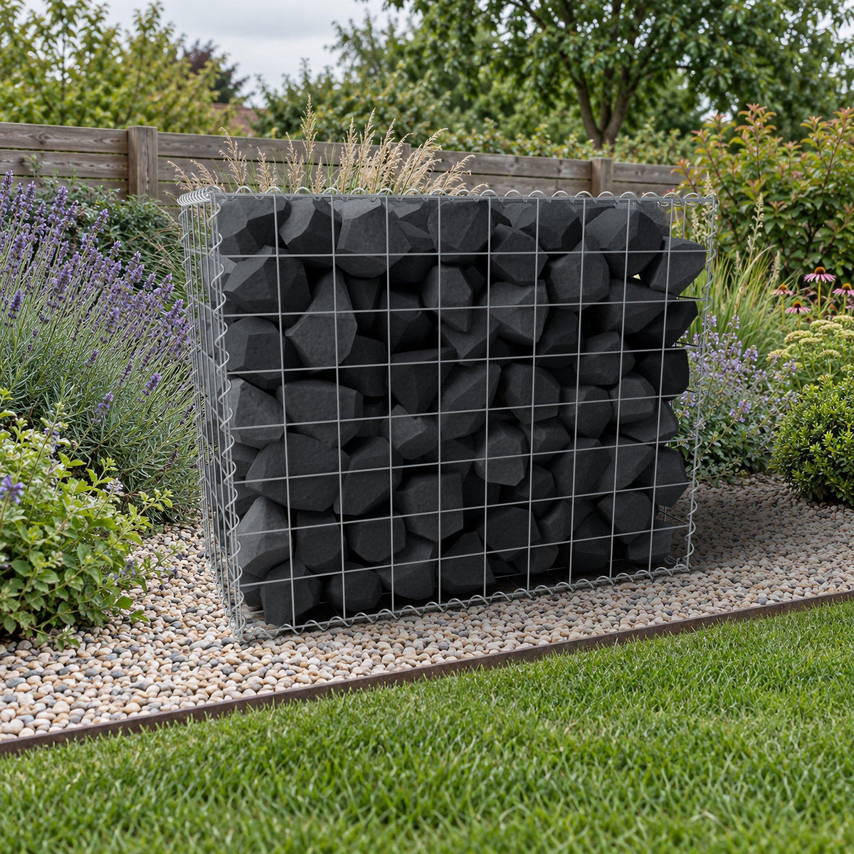 Schanskorf 100 cm x 80 cm x 50 cm (L x H x D), maaswijdte 10 cm x 10 cm, spiraalvormig
