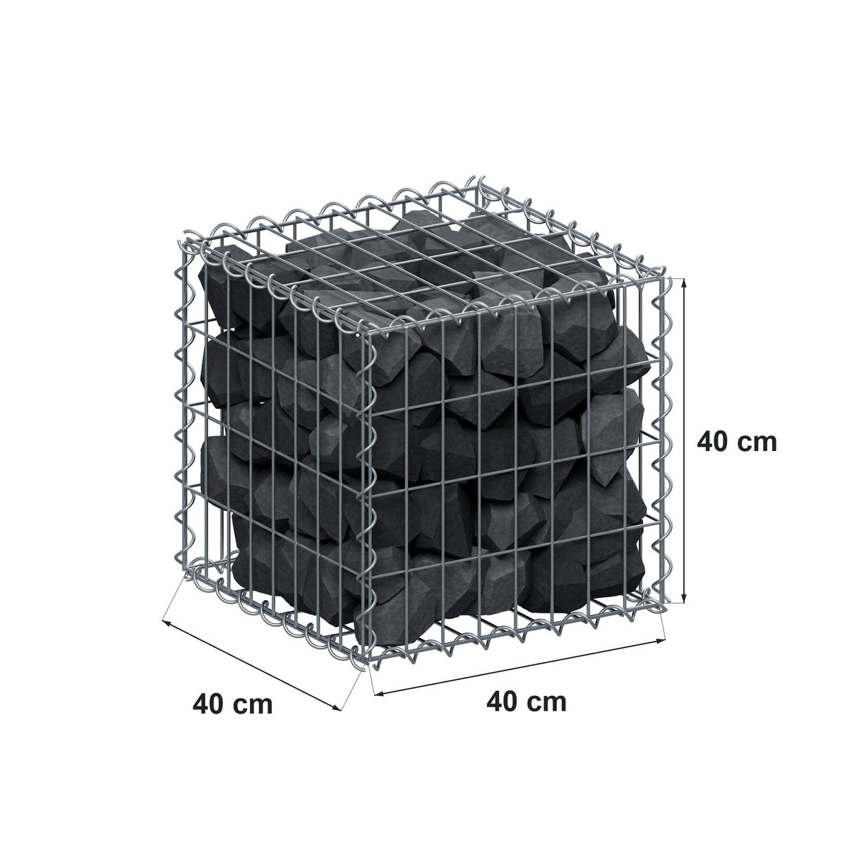 Gabione 40 cm x 40 cm x 40 cm (L x H x T), Maschenweite 5 cm x 10 cm, Spirale