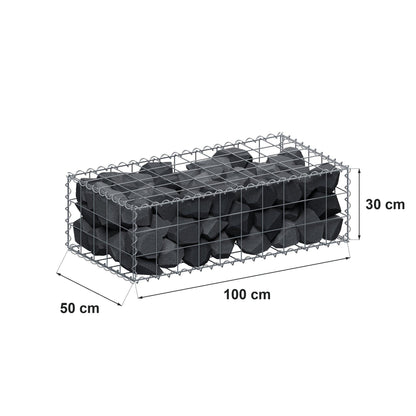 Schanskorf 100 cm x 30 cm x 50 cm (L x H x D), maaswijdte 10 cm x 10 cm, spiraalvormig