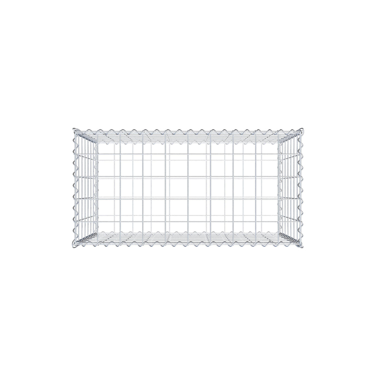 Schanskorf 100 cm x 70 cm x 50 cm (L x H x D), maaswijdte 10 cm x 10 cm, spiraalvormig