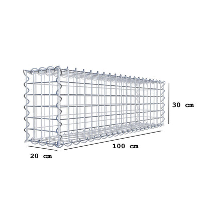 Gabion 100 cm x 30 cm x 20 cm (L x H x D), maskstorlek 5 cm x 5 cm, spiral