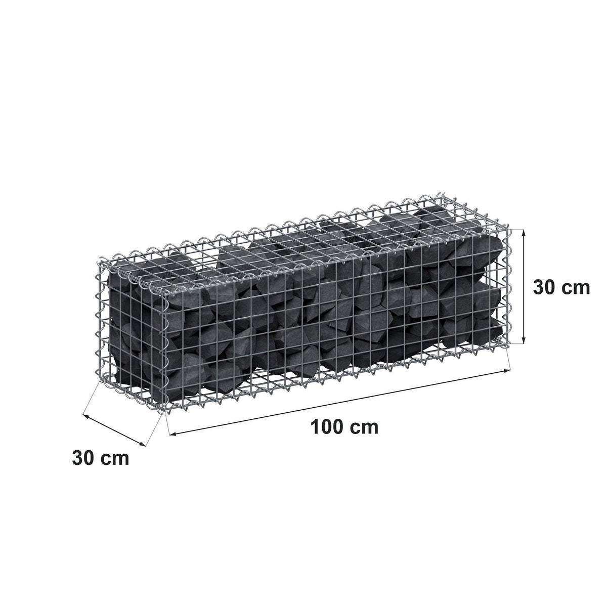 Schanskorf 100 cm x 30 cm x 30 cm (L x H x D), maaswijdte 5 cm x 5 cm, spiraalvormig
