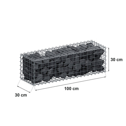 Schanskorf 100 cm x 30 cm x 30 cm (L x H x D), maaswijdte 5 cm x 5 cm, spiraalvormig