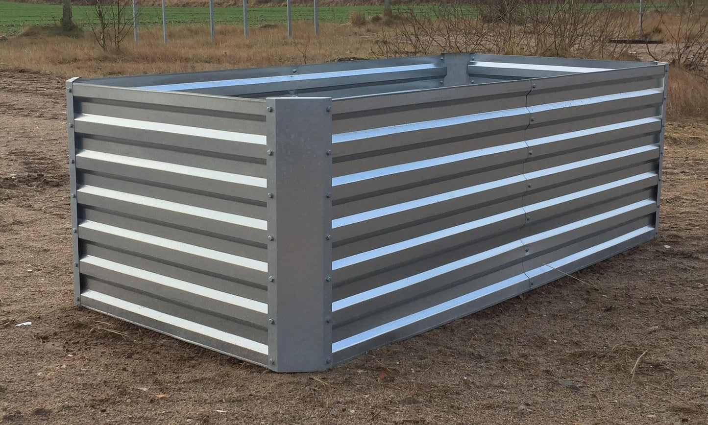 Højbed af galvaniseret metalplade med top - Mål uden top: 184 x 60 x 90 cm (L x H x D, plantemål)