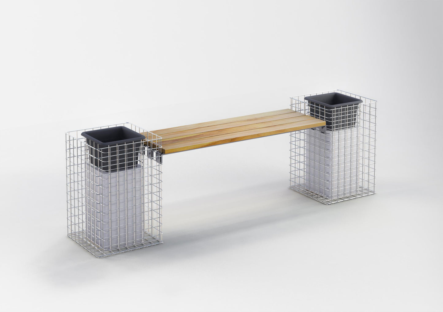 Banc de jardin 2 colonnes à fleurs TEAK MW 5 x 5 cm, galvanisé à chaud