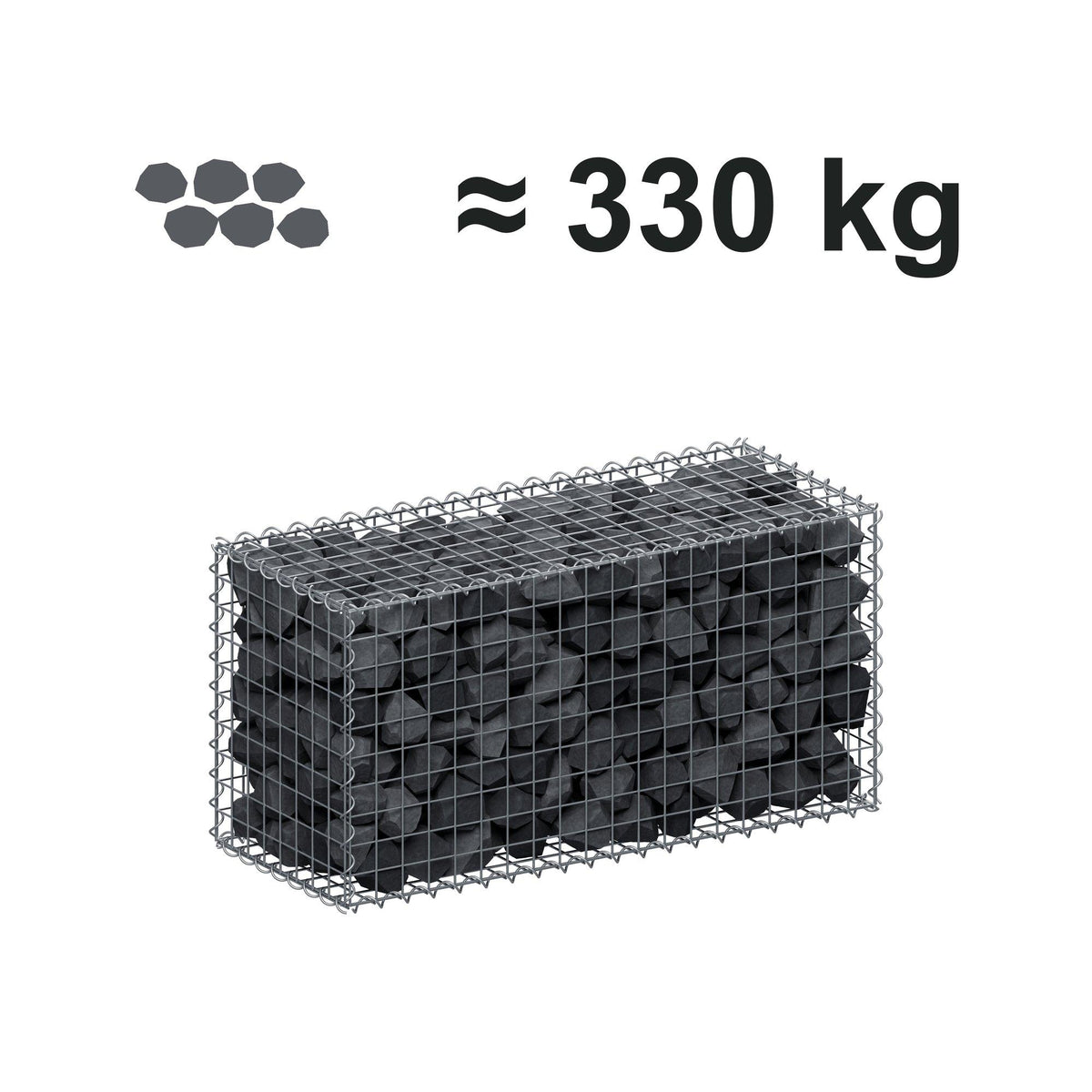 Gabione 100 cm x 50 cm x 40 cm (L x H x T), Maschenweite 5 cm x 5 cm, Spirale