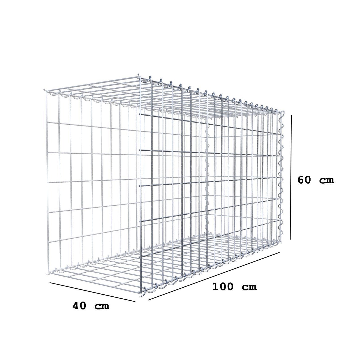 Add-on schanskorf type 2 100 cm x 60 cm x 40 cm (L x H x D), maaswijdte 5 cm x 10 cm, spiraalvormig