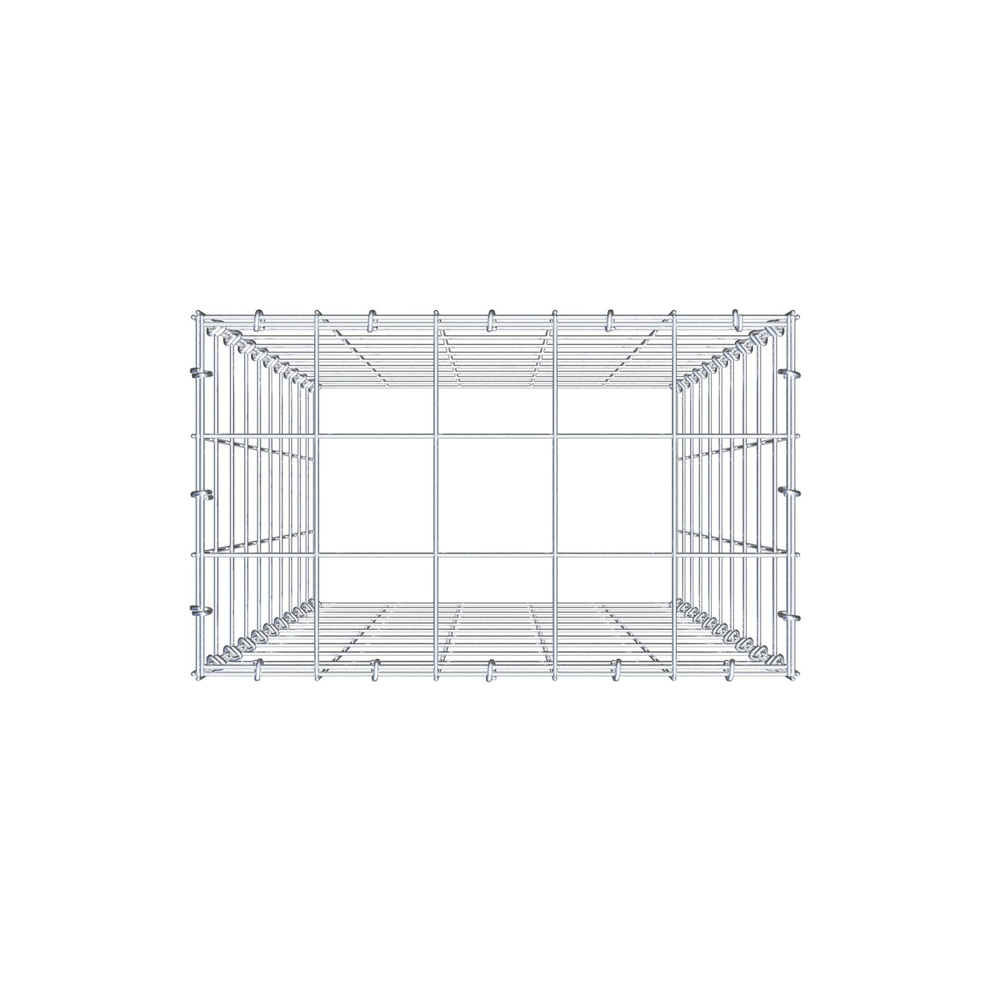 Typ 3 påbyggnadsgabion 100 cm x 50 cm x 30 cm (L x H x D), maskstorlek 10 cm x 10 cm, C-ring