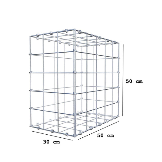 Schanskorf 50 cm x 50 cm x 30 cm (L x H x D), maaswijdte 10 x 10 cm, spiraalring