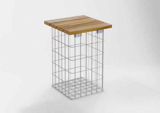 Tabouret galvanisé à chaud MW 5 x 10 cm, TEAK