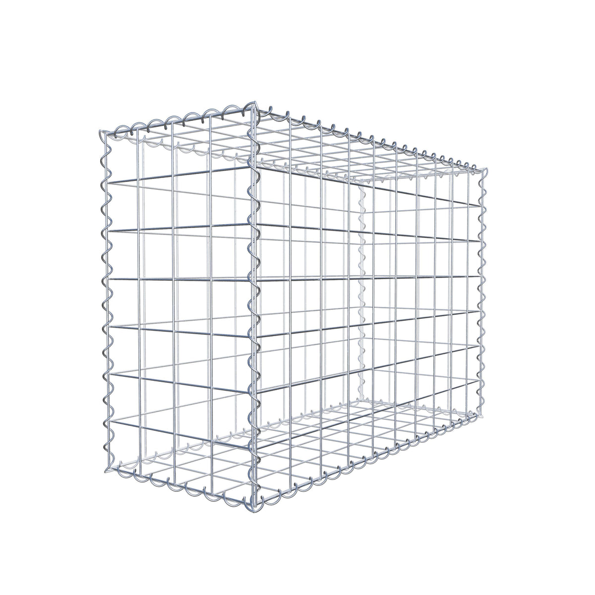 Schanskorf 100 cm x 70 cm x 40 cm (L x H x D), maaswijdte 10 cm x 10 cm, spiraalvormig