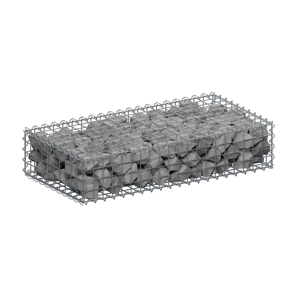 Gabião 100 cm x 20 cm x 50 cm (C x A x P), malhagem 5 cm x 5 cm, espiral