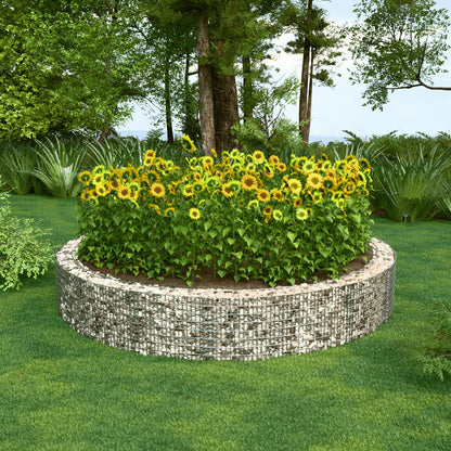 Rond verhoogd bed, buitendiameter 502 cm, hoogte 50 cm, maaswijdte 5 x 10 cm, wanddikte 15 cm